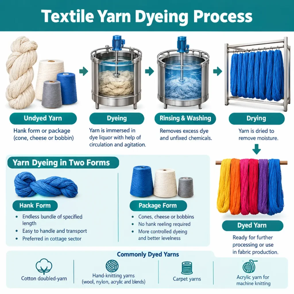 Textile yarn dyeing process